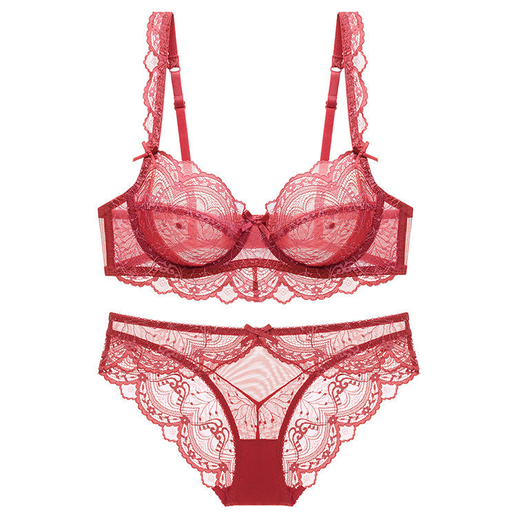 Ladies' Embroidery Thin Lace Bra Set