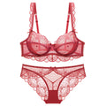 Ladies' Embroidery Thin Lace Bra Set