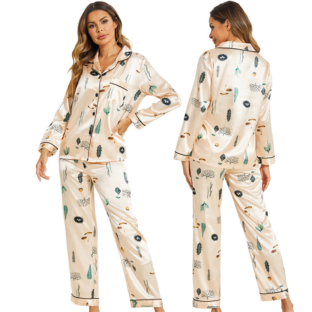 Women's Silk Satin Printed Pajama Set