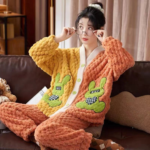 Cute Cartoon Flannel Warm Loungewear