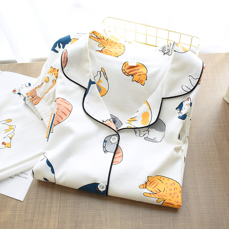 Women's Cat Print Loose Long-Sleeved Home Wear