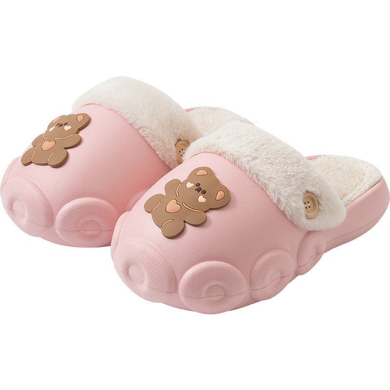 Fluffy Bear Detachable Washable House Slippers