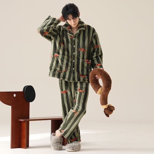 Coral Fleece Sausage Dog Cartoon Thermal Homewear Suit