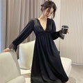 Women's Lace V-Tie Satin Nightdress