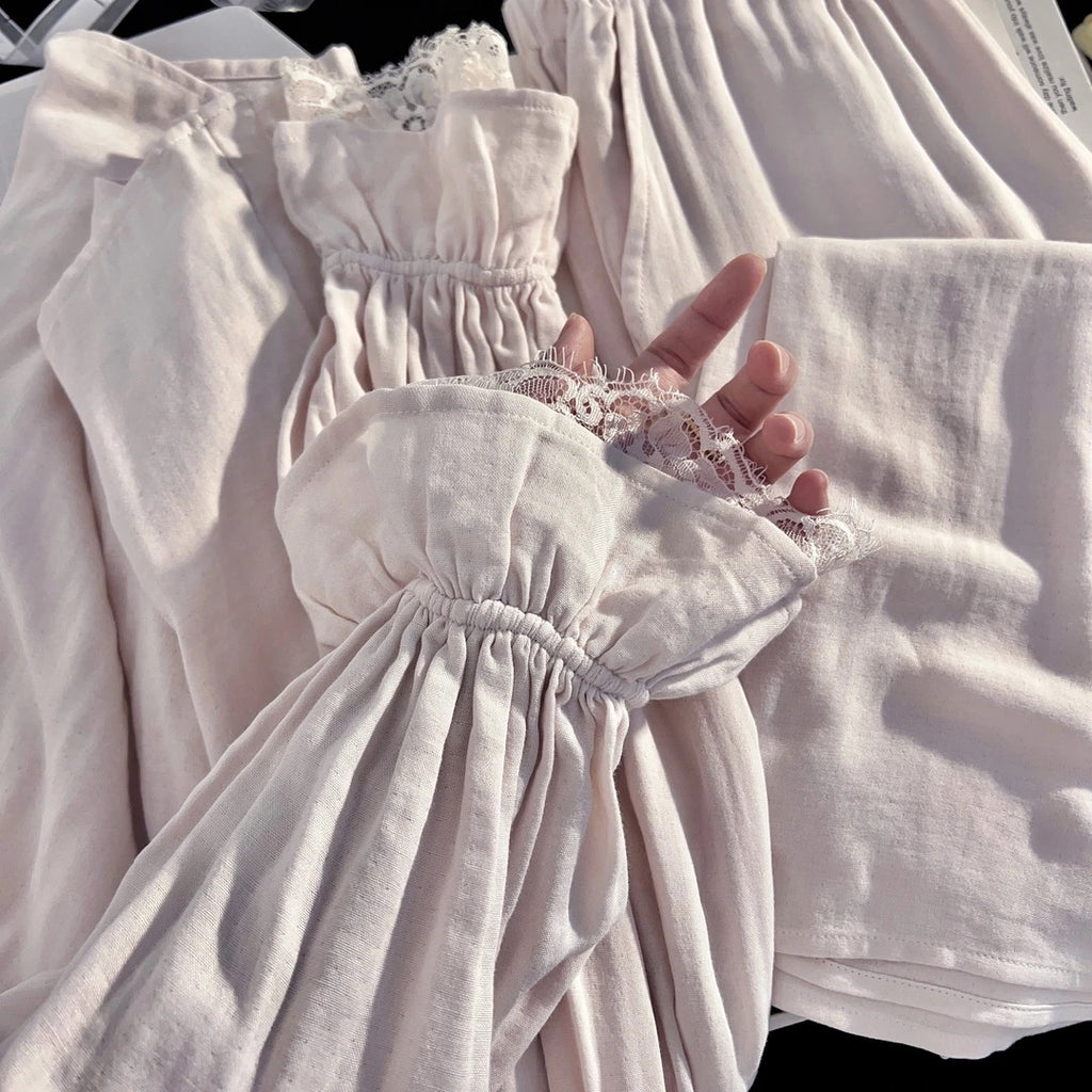 Light Pink Soft Cotton Double-Layer Pajama Set