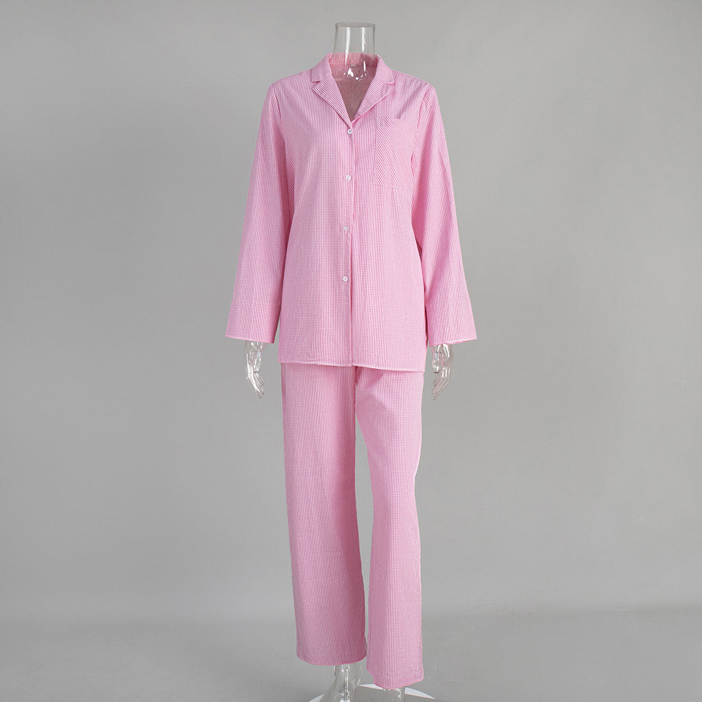 Gingham Cozy Long Sleeve Long Pants Comfort Pajama Set