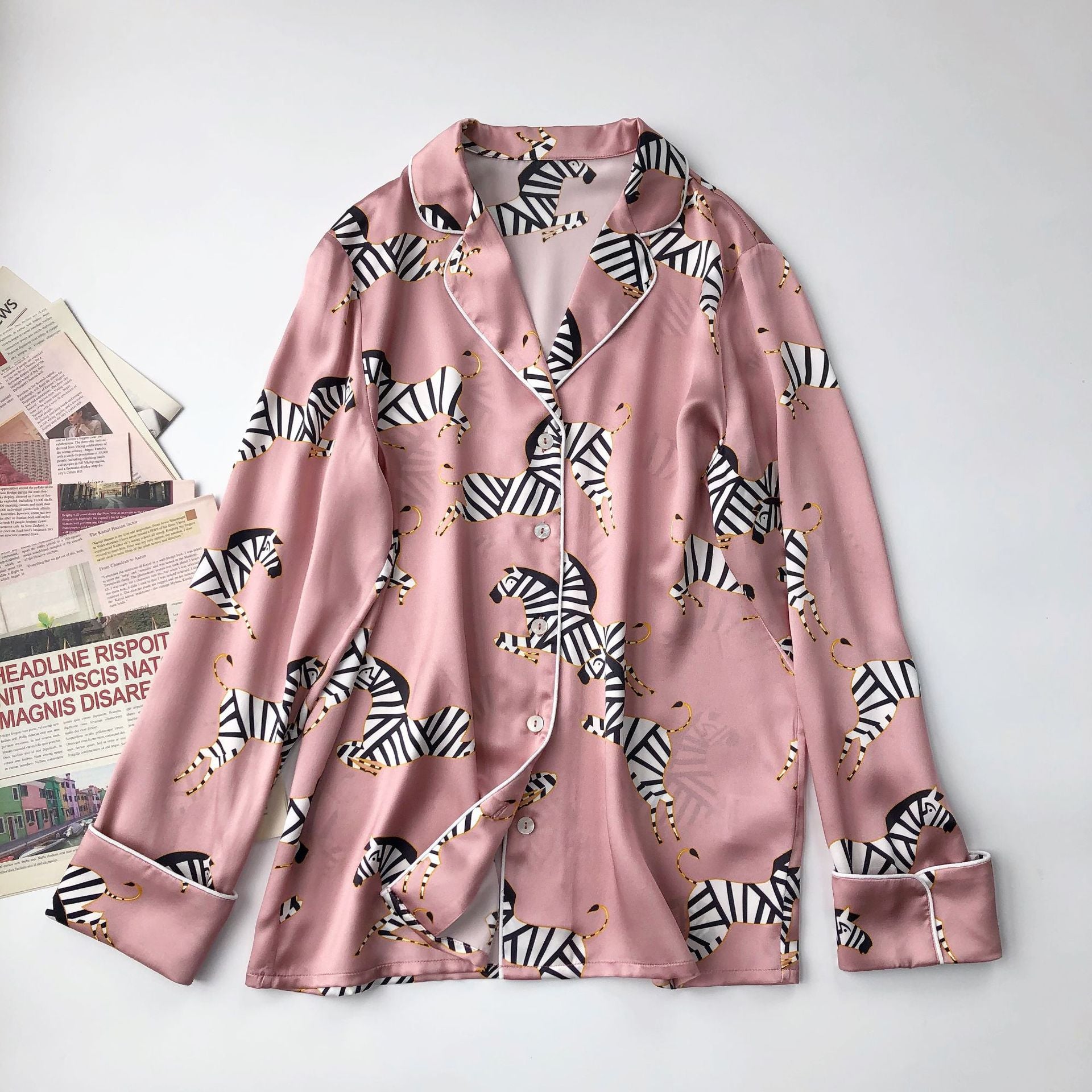 Zebra Print Mulberry Silk Luxury Pajama Set