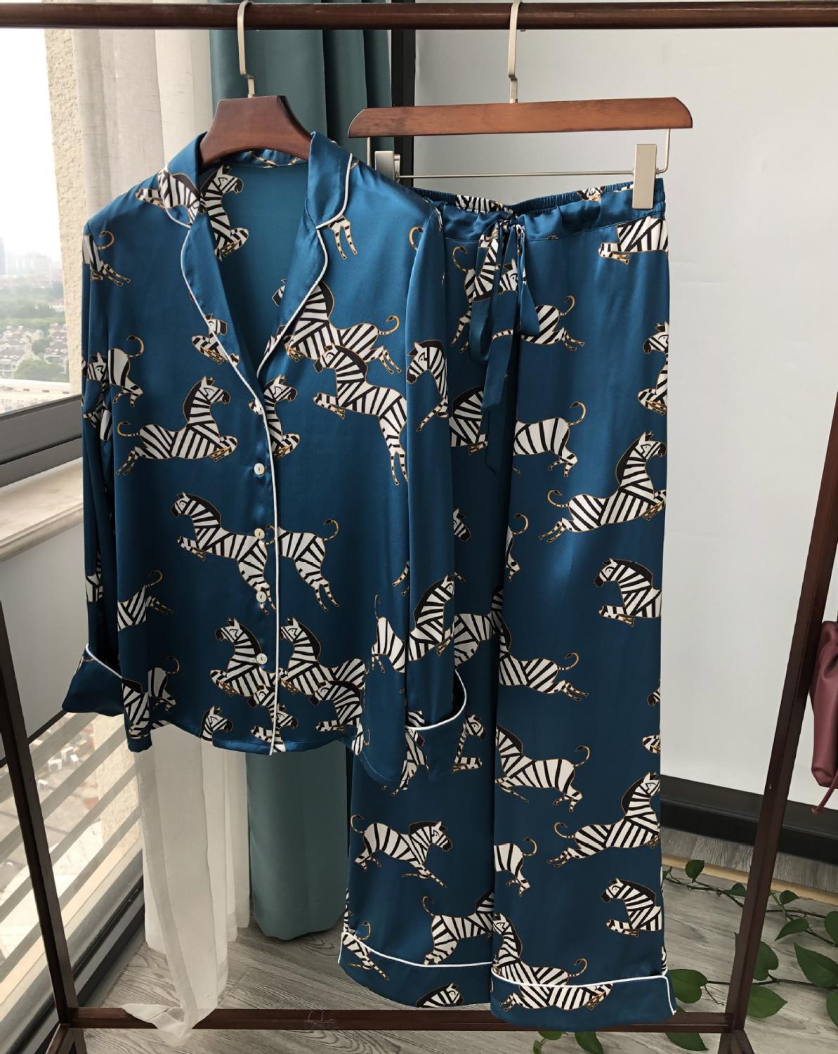 Zebra Print Mulberry Silk Luxury Pajama Set