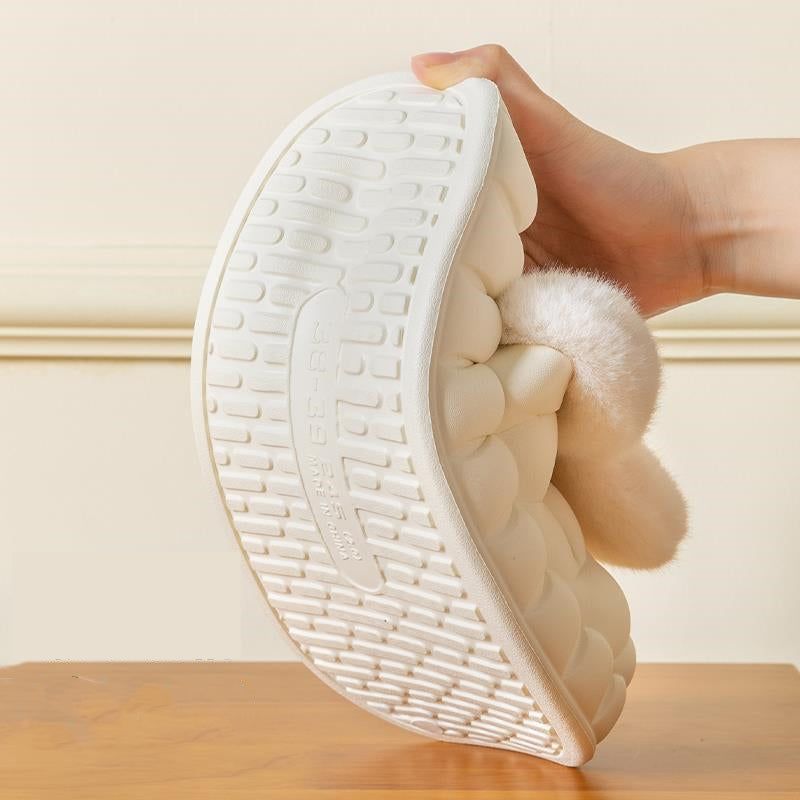 Cute Rabbit Fuzzy Slippers Women Detachable Washable House Shoes