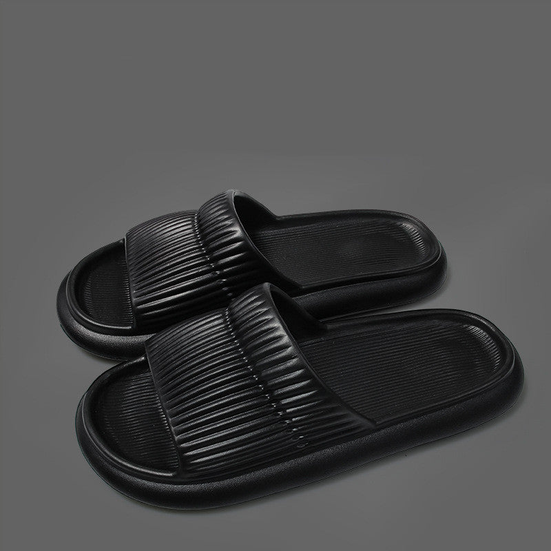 Solid Striped Design Home Slippers Non-slip