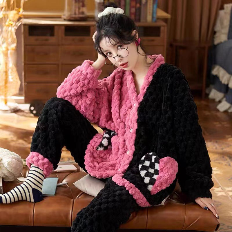 Cute Cartoon Flannel Warm Loungewear