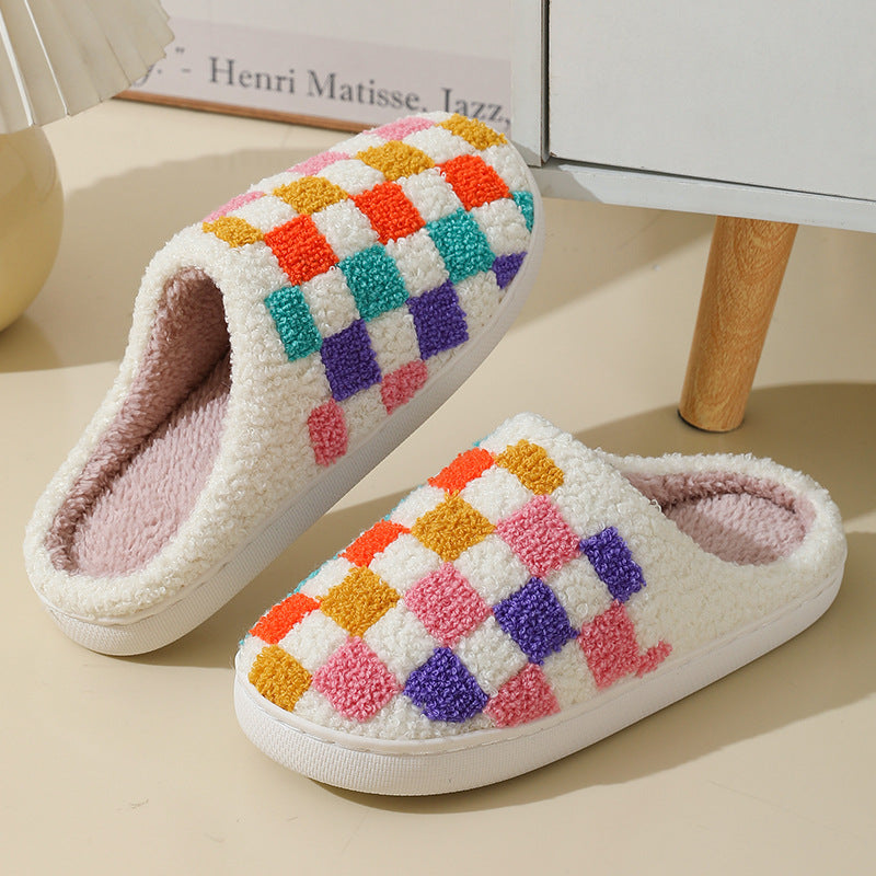 Fashion Colorful Checkerboard Home Slippers