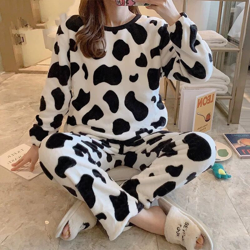 Flannel Long Sleeve Thicken Plus Fleece Homewear