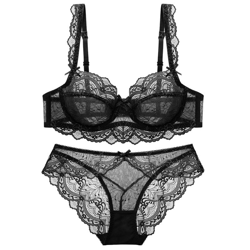 Ladies' Embroidery Thin Lace Bra Set