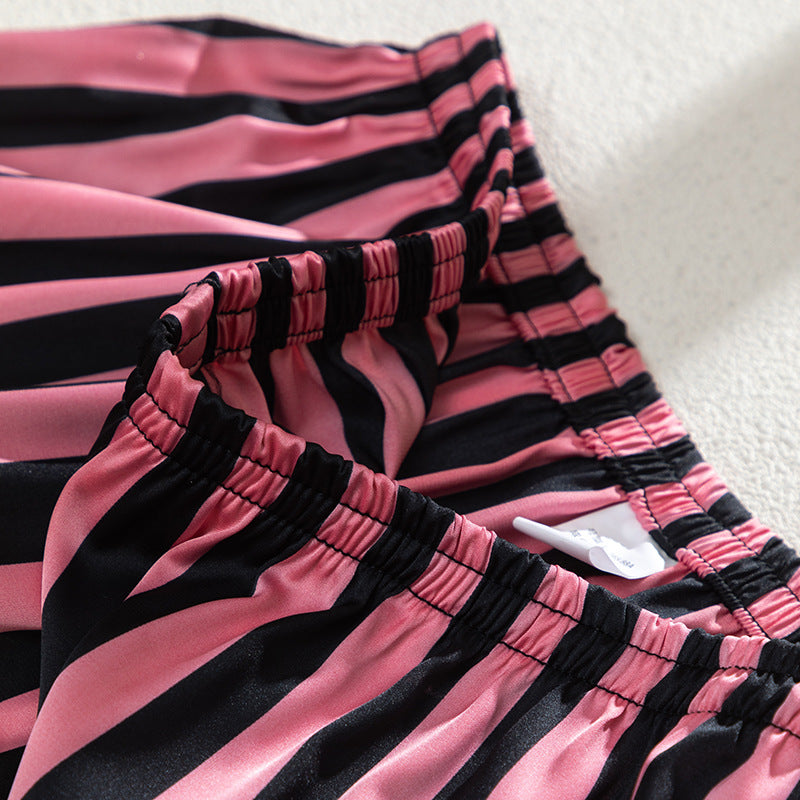 Super Soft Forged Four-sided Elastic Striped Home Wear