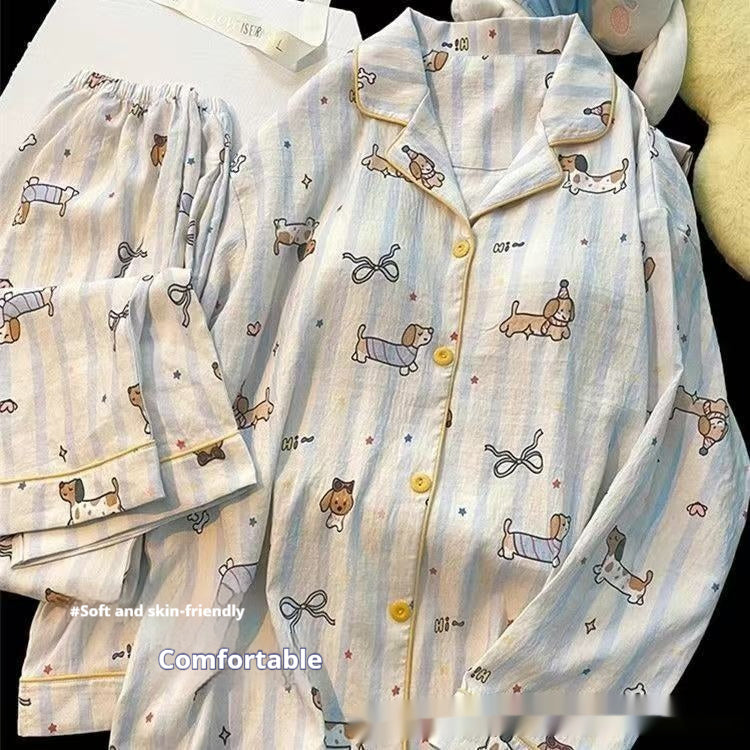 Graphic Long Sleeve Pajama Cardigan Lounge Set