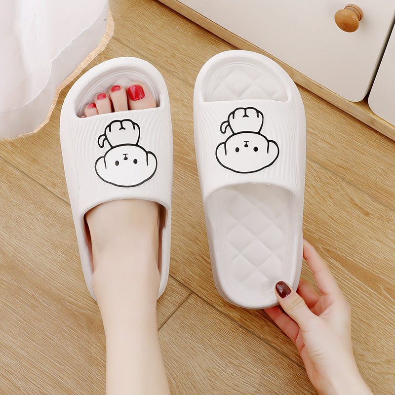 Solid Color Non-slip Cute Cartoon Dog Indoor House Shoes