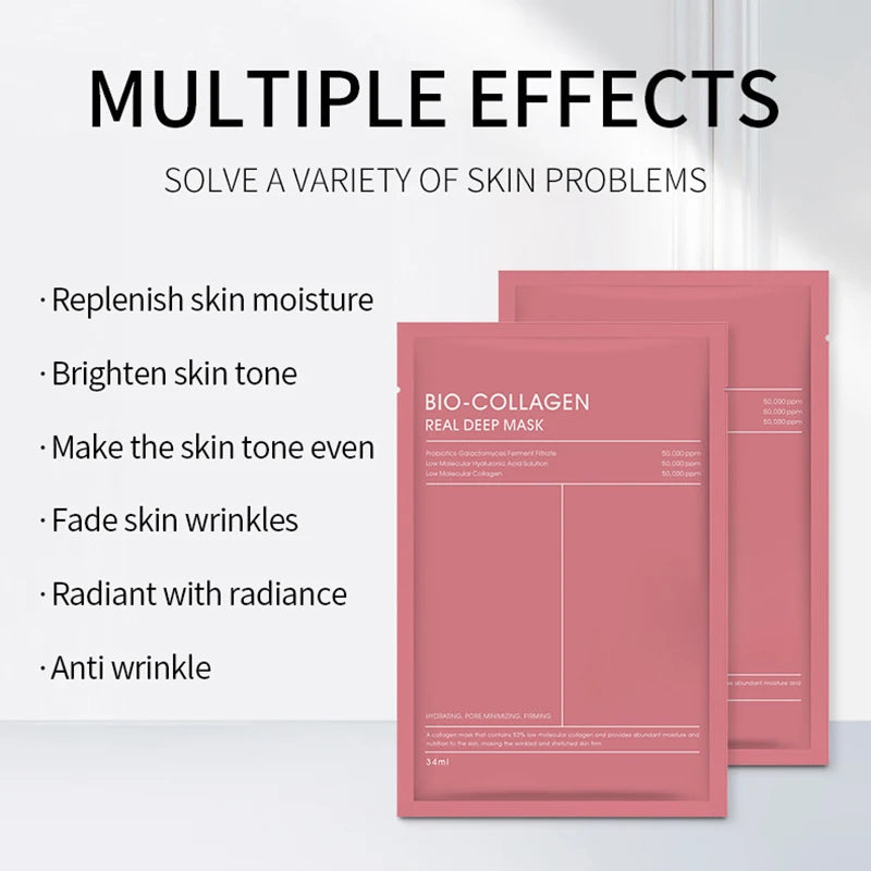 Hydrating Moisturizing Collagen Face Mask Skin Friendly Fit Firming Soothing Facial Treatment For Healthy Glowing Skin