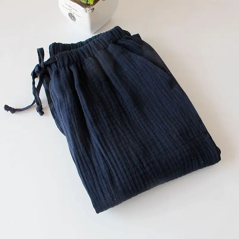 Cotton Home Drawstring Loose Lounging Trousers