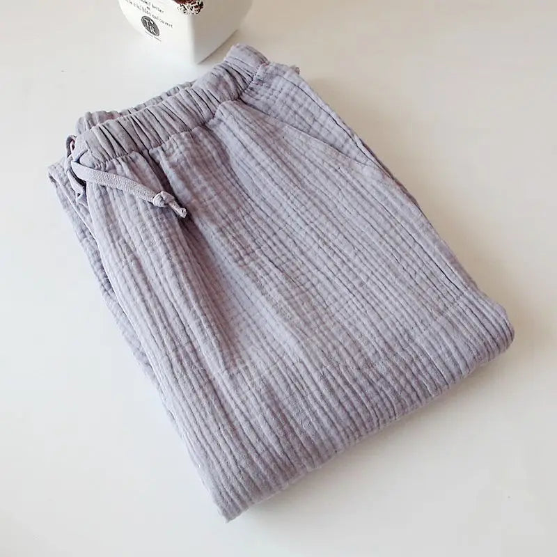 Cotton Home Drawstring Loose Lounging Trousers