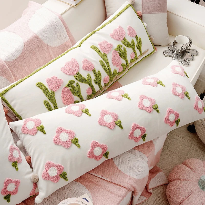 Pink Style Cute Pink Floral Throw Pillow Creamy Style Cushions