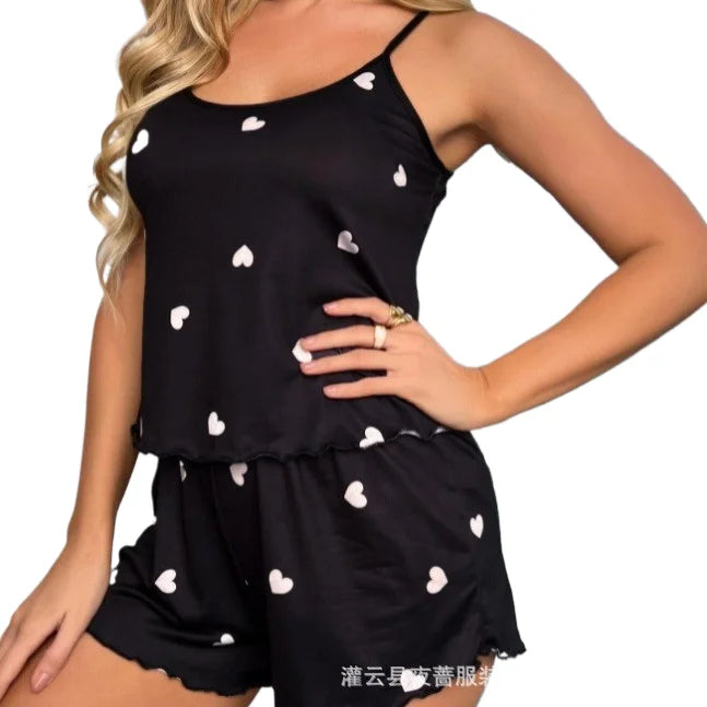 Sexy Two-piece Silk Love Heart Suit