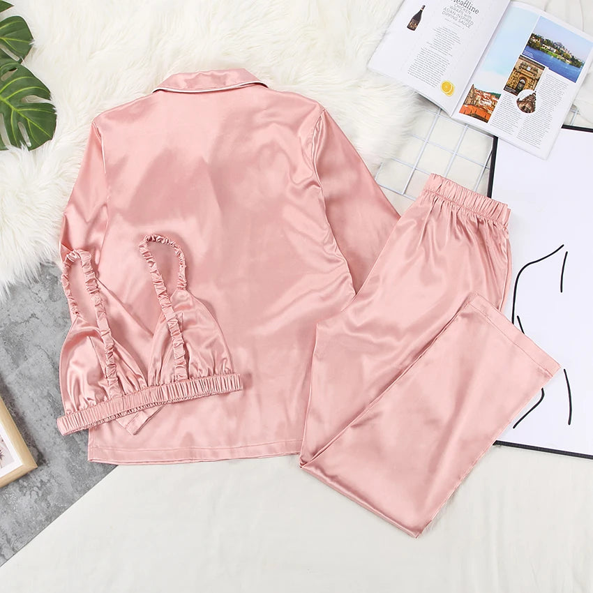 Pink Satin Lounge Pajama Set
