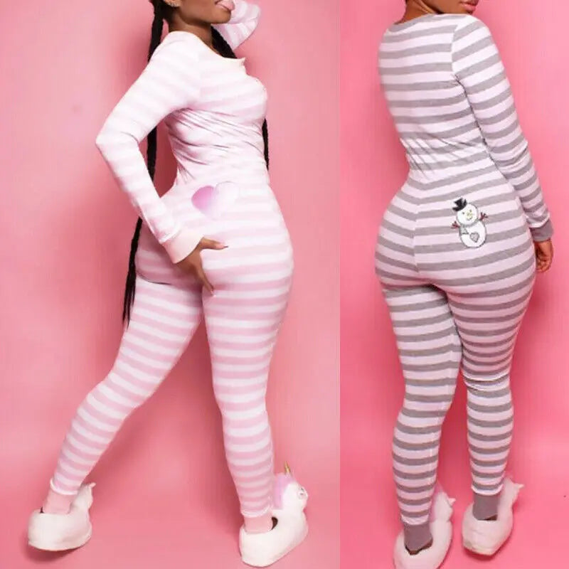 Striped One Piece Long Sleeve Jumpsuit