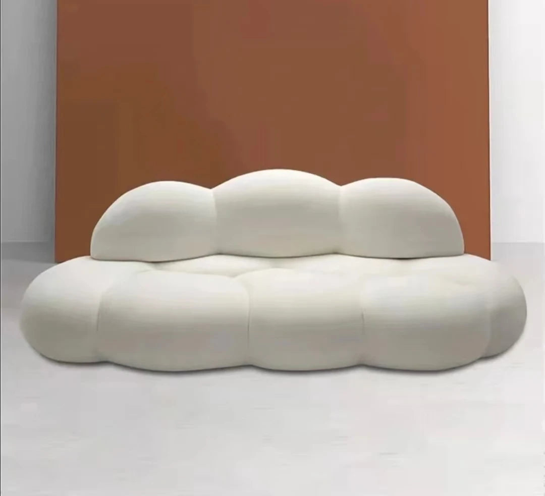 Cloud Style Italian Minimalist Office Reception Sofa Set New Curved Fabric Sofa Creamy Small Living Room Furniture