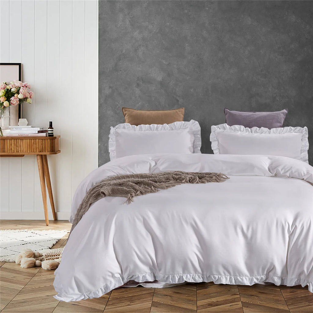 Geometric American Style 3D Printed 4-Piece Duvet Cover Set 100% Polyester Cotton Ruffles 3 Pieces Included