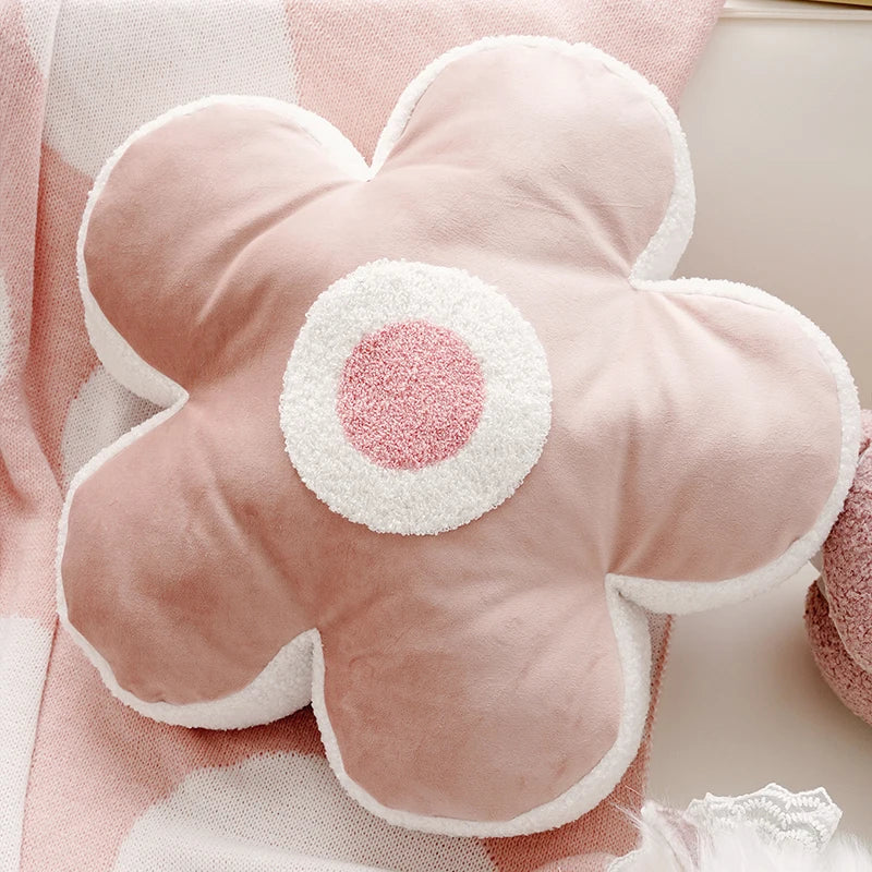 Pink Style Cute Pink Floral Throw Pillow Creamy Style Cushions