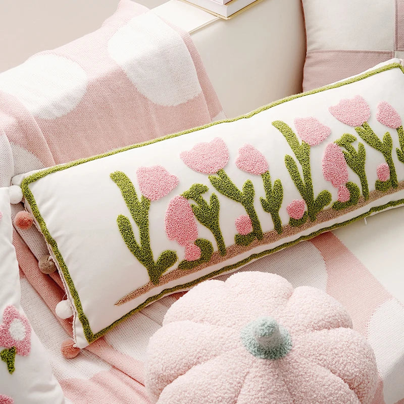 Pink Style Cute Pink Floral Throw Pillow Creamy Style Cushions