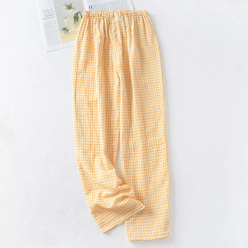 Casual Women Cotton Double Gauze Thin Sleep Pants Sleep Bottoms
