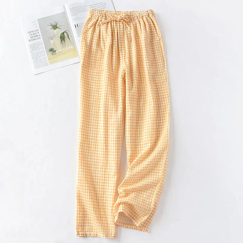 Casual Women Cotton Double Gauze Thin Sleep Pants Sleep Bottoms