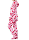 Red Hearts Pink Fleece Onesie Footed Pajamas