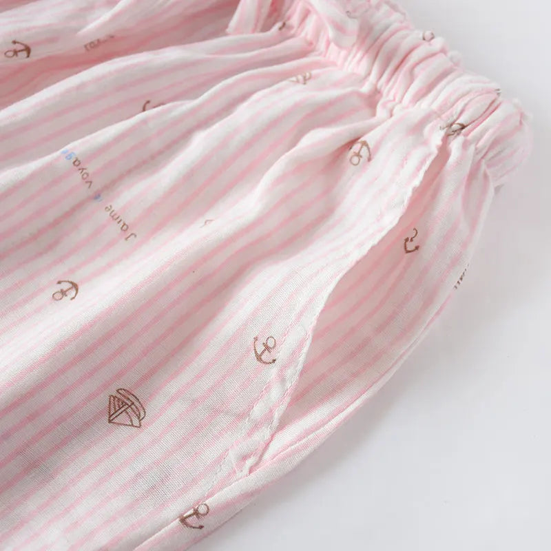 Casual Women Cotton Double Gauze Thin Sleep Pants Sleep Bottoms
