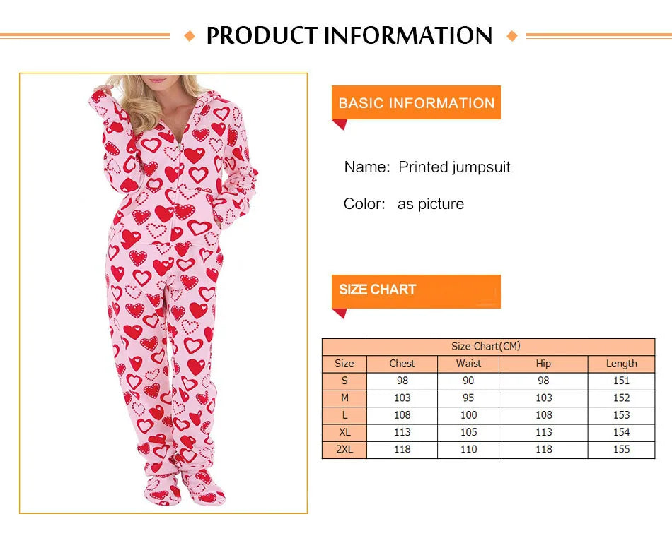 Red Hearts Pink Fleece Onesie Footed Pajamas