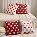 Embroidered Heart Love Cushion Pillow Cover Textured Tufted 3D Design
