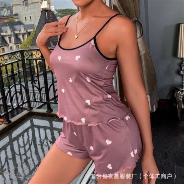 Sexy Two-piece Silk Love Heart Suit