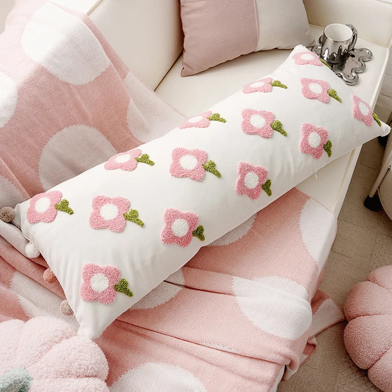 Pink Style Cute Pink Floral Throw Pillow Creamy Style Cushions