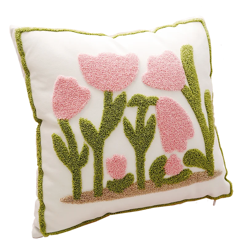 Pink Style Cute Pink Floral Throw Pillow Creamy Style Cushions