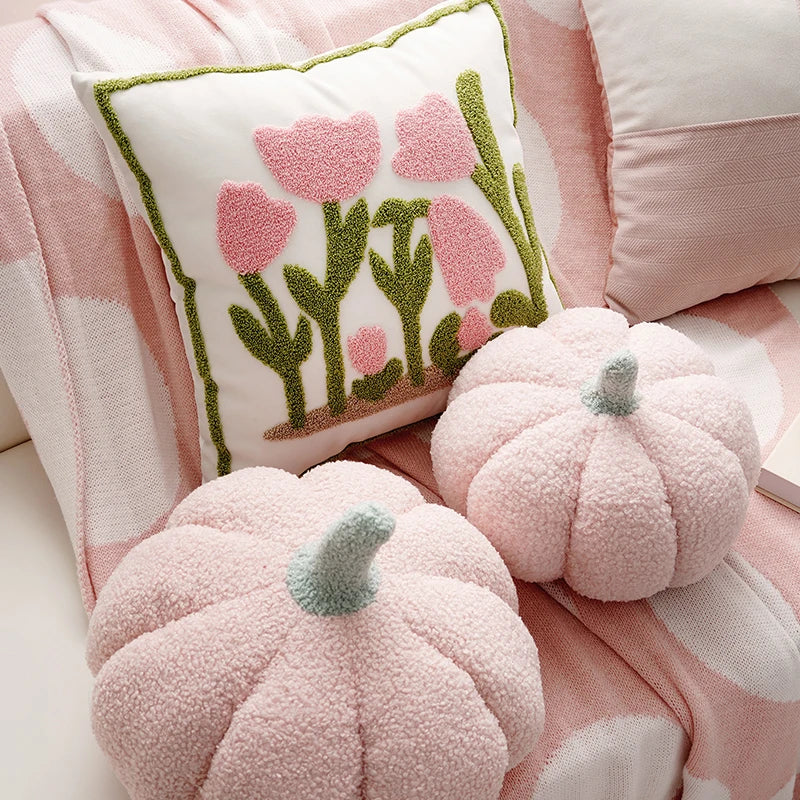 Pink Style Cute Pink Floral Throw Pillow Creamy Style Cushions