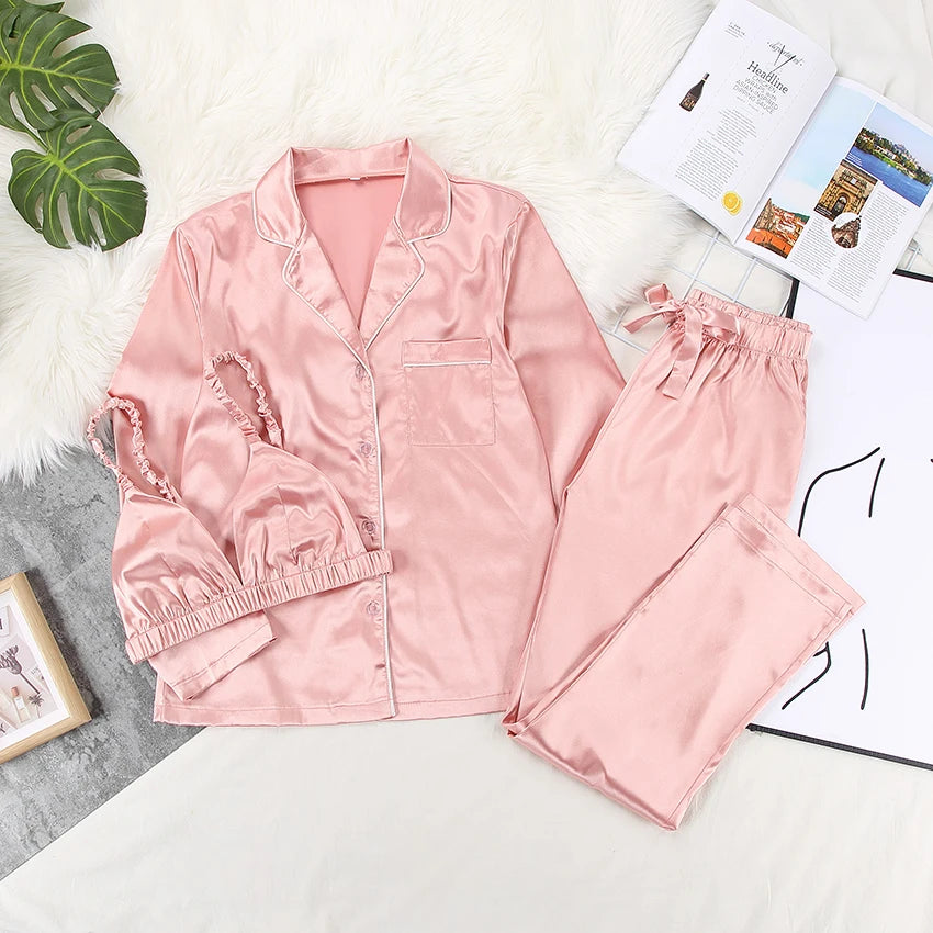 Pink Satin Lounge Pajama Set