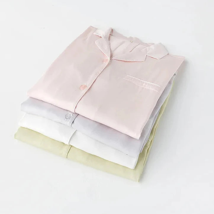 Women Long-sleeved Satin Pocket Sleep Dress