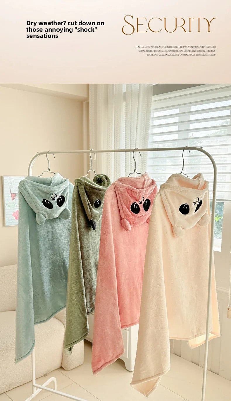 Milk Fleece Shawl Fleece Thickened Cloak Small Blanket Hooded Cape