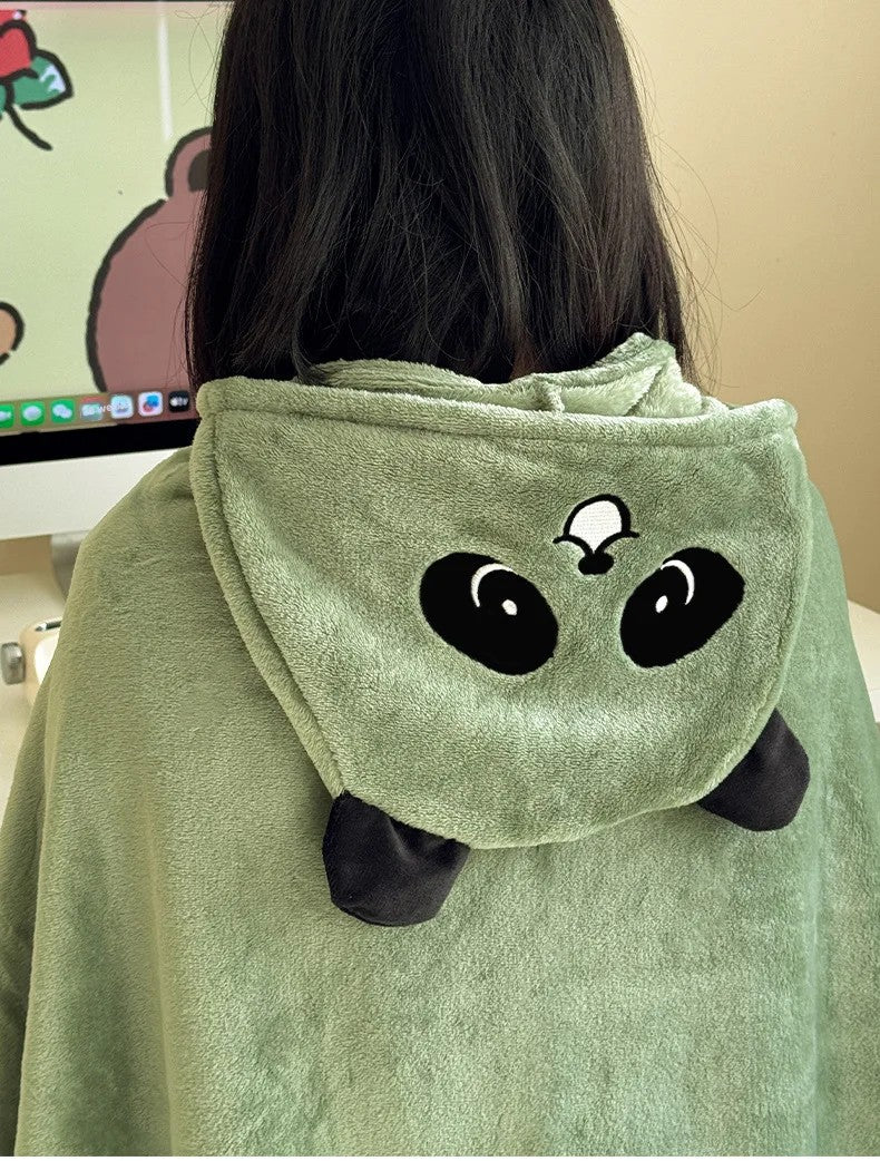 Milk Fleece Shawl Fleece Thickened Cloak Small Blanket Hooded Cape