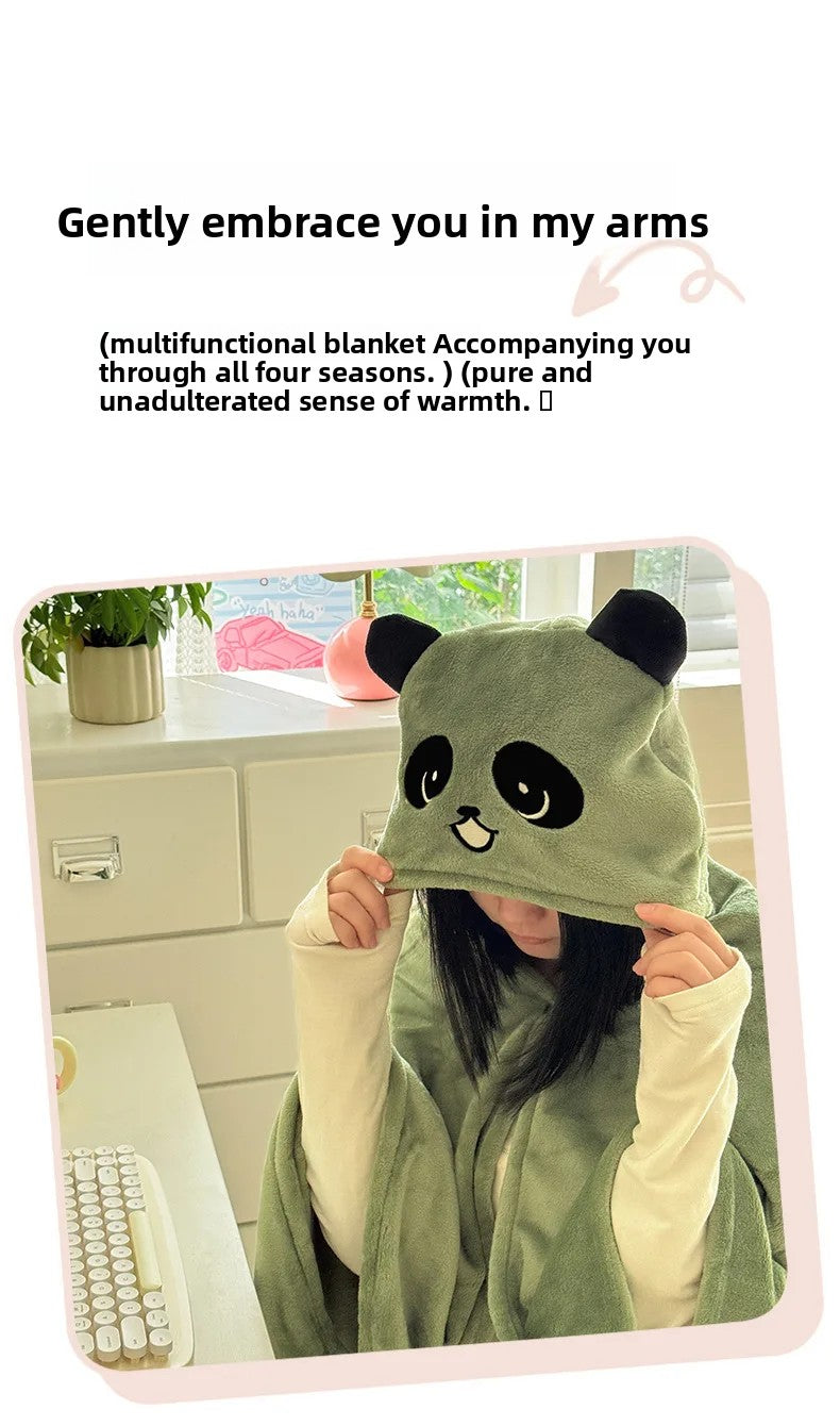 Milk Fleece Shawl Fleece Thickened Cloak Small Blanket Hooded Cape