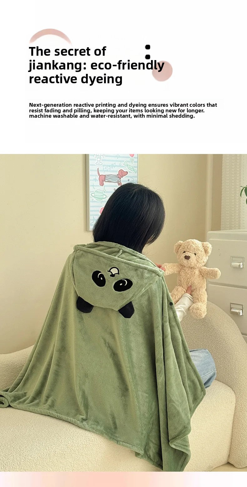 Milk Fleece Shawl Fleece Thickened Cloak Small Blanket Hooded Cape