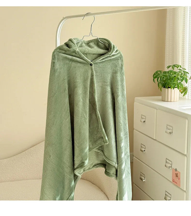Milk Fleece Shawl Fleece Thickened Cloak Small Blanket Hooded Cape