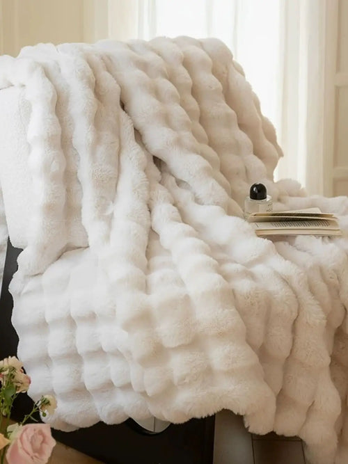 Cozy Faux Rabbit Soft Warm Fleece Blanket